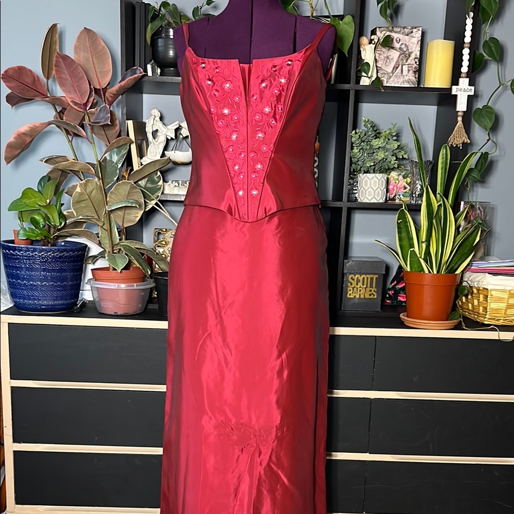 Michaelangelo Elegant Two Piece Red Evening Dress